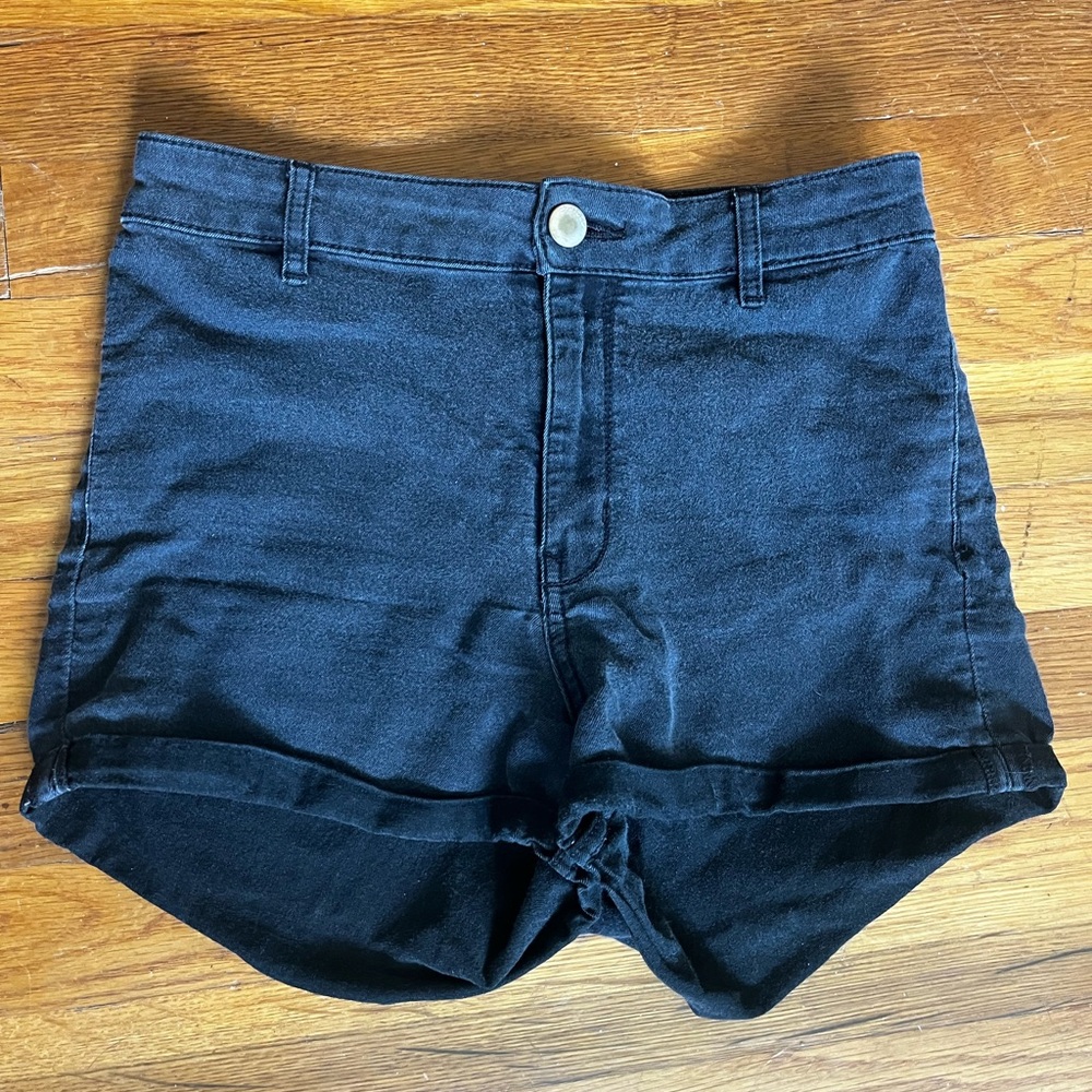 Women's High-Waisted Black Denim Short Shorts